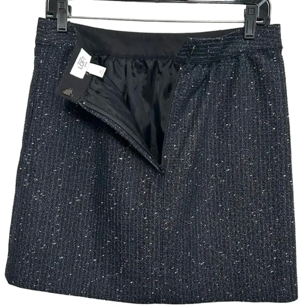 Ann Taylor LOFT Tweed Shimmer Mini Skirt Size 6 Petite 6P Metallic Sparkle Chic